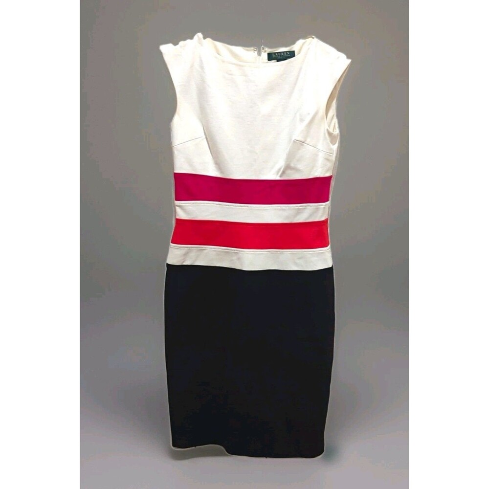 Lauren Ralph Lauren Women’s Colorblock Sheath Boat Neck Sleeveless Zip 4